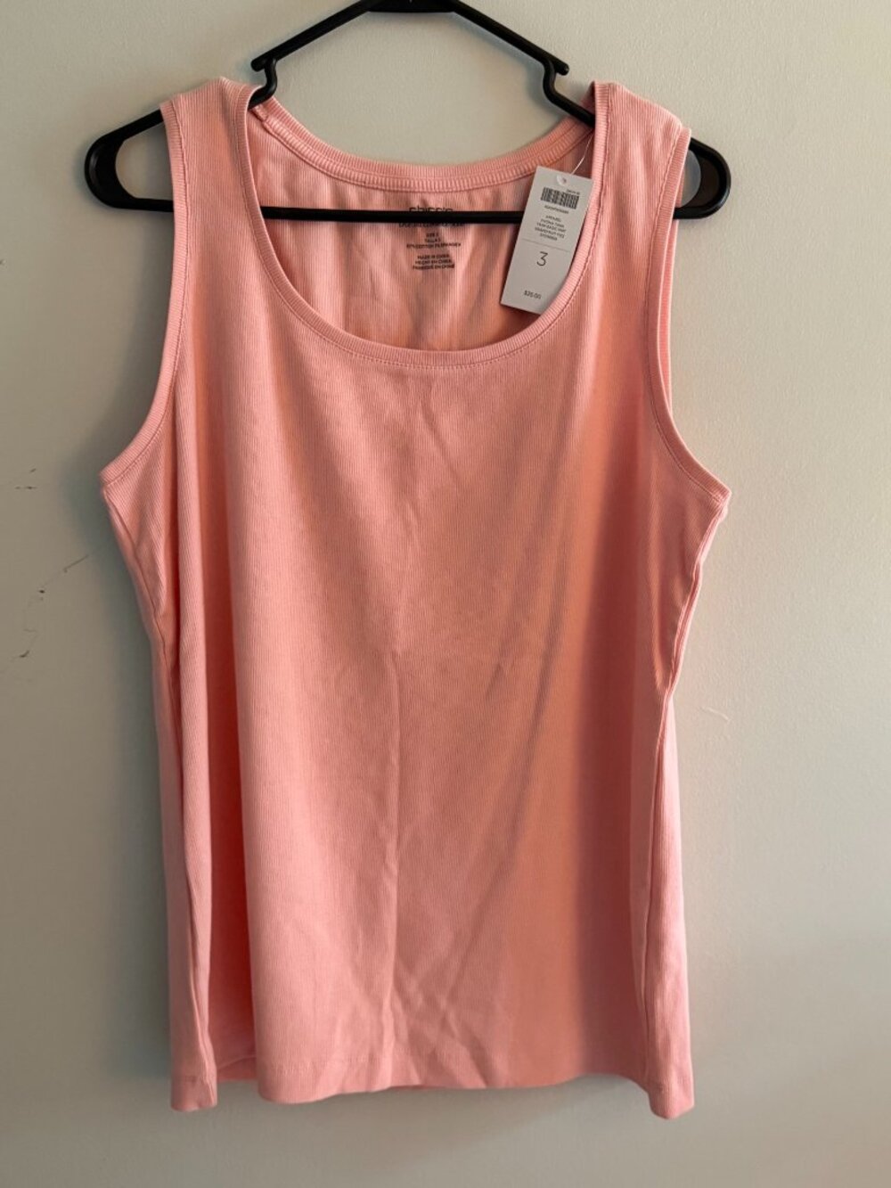 NWT Chico's Tivona Tank Top Grapefruit Fizz Orange Pink Ribbed Size 3 XL